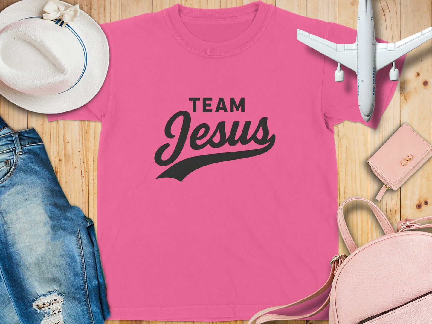 Team Jesus Pink Graphic Tee Shirt Product
