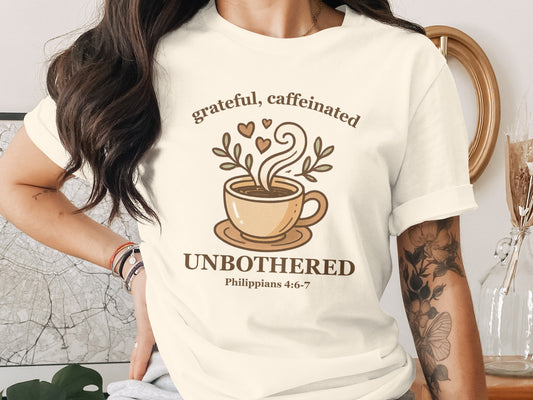 Grateful Caffeinated Unbothered Coffee Cup product type