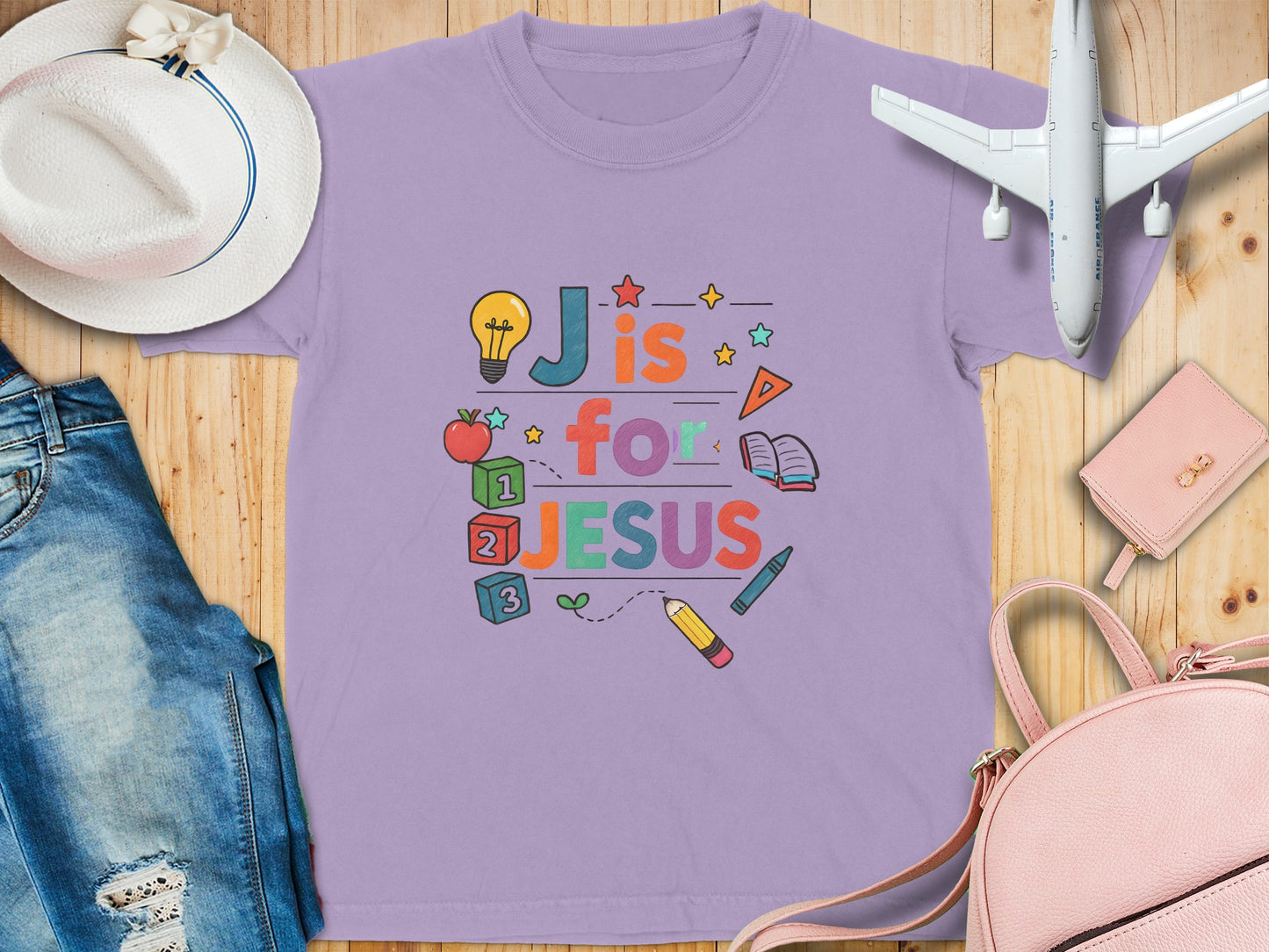 Kids Colorful Educational Jesus Themed T-Shirt