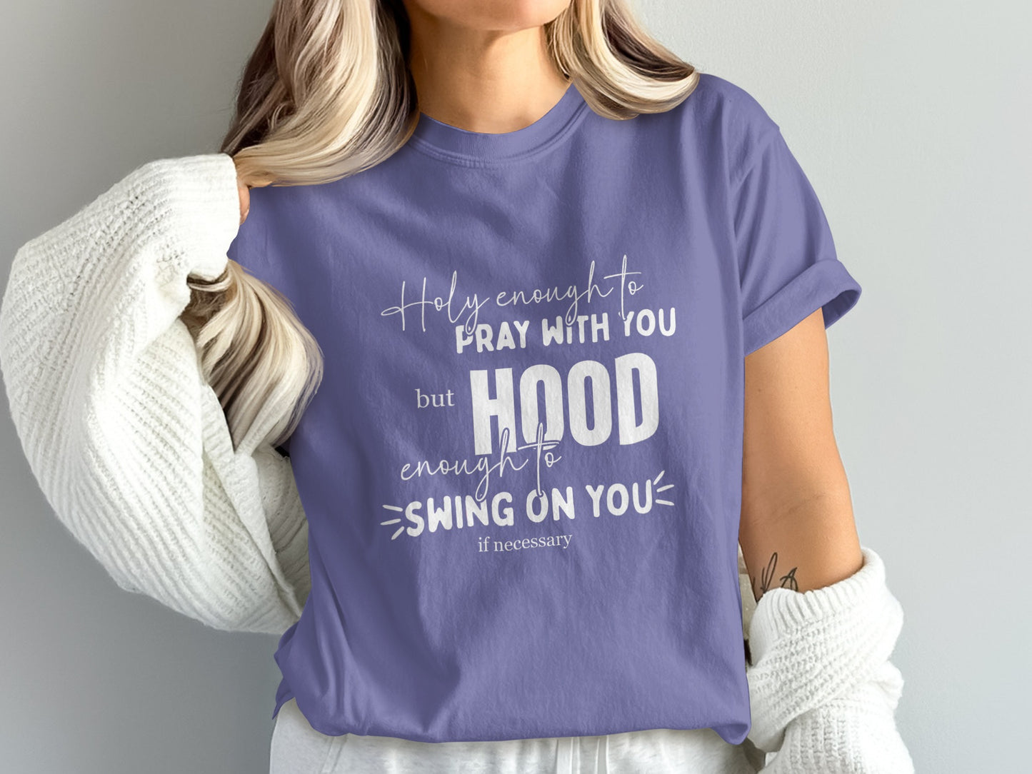 Holy Enough to Pray Hood Enough to Swing T-shirt product type