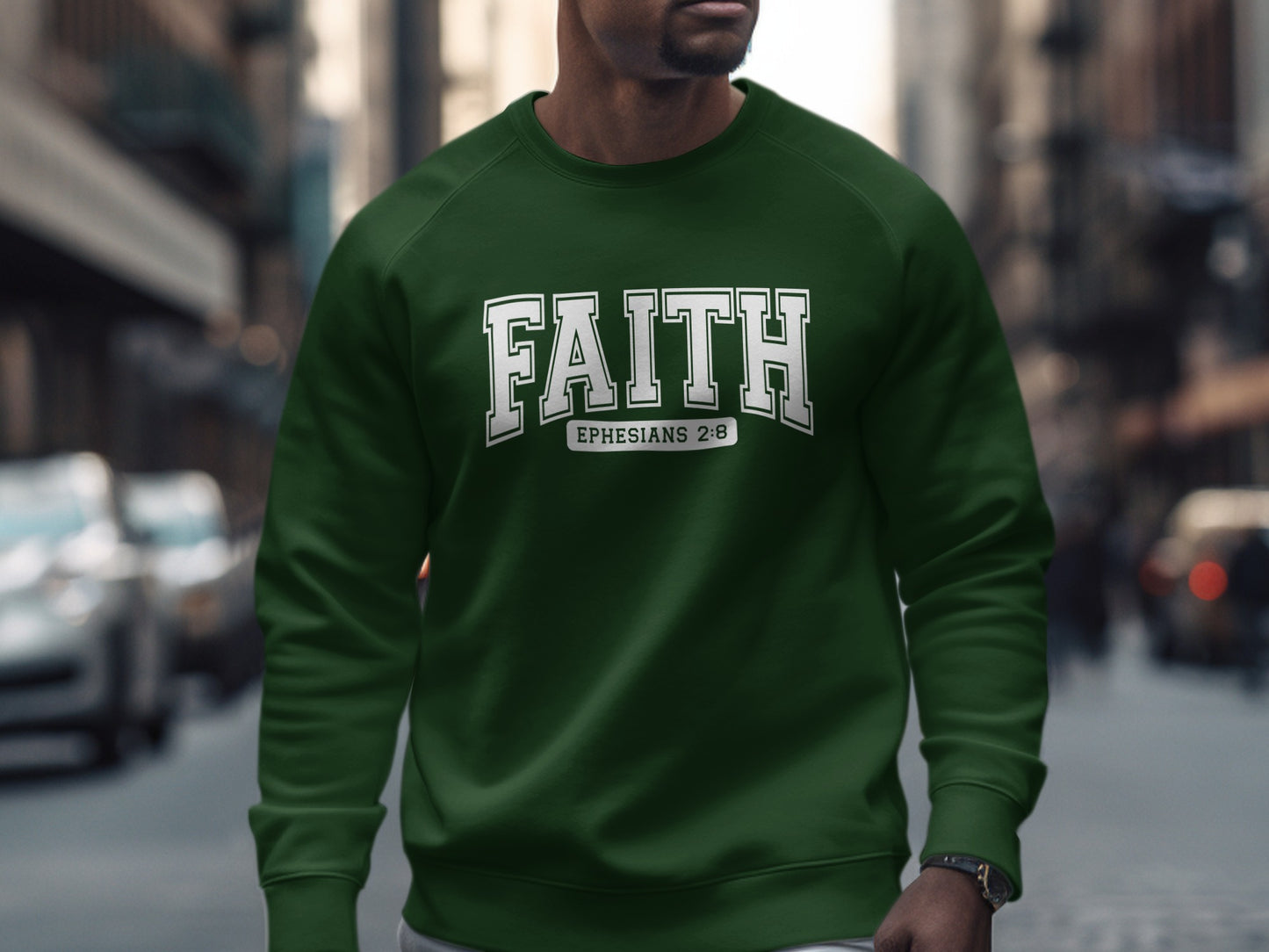 Faith Ephesians 2:8 Stylish Green Sweatshirt