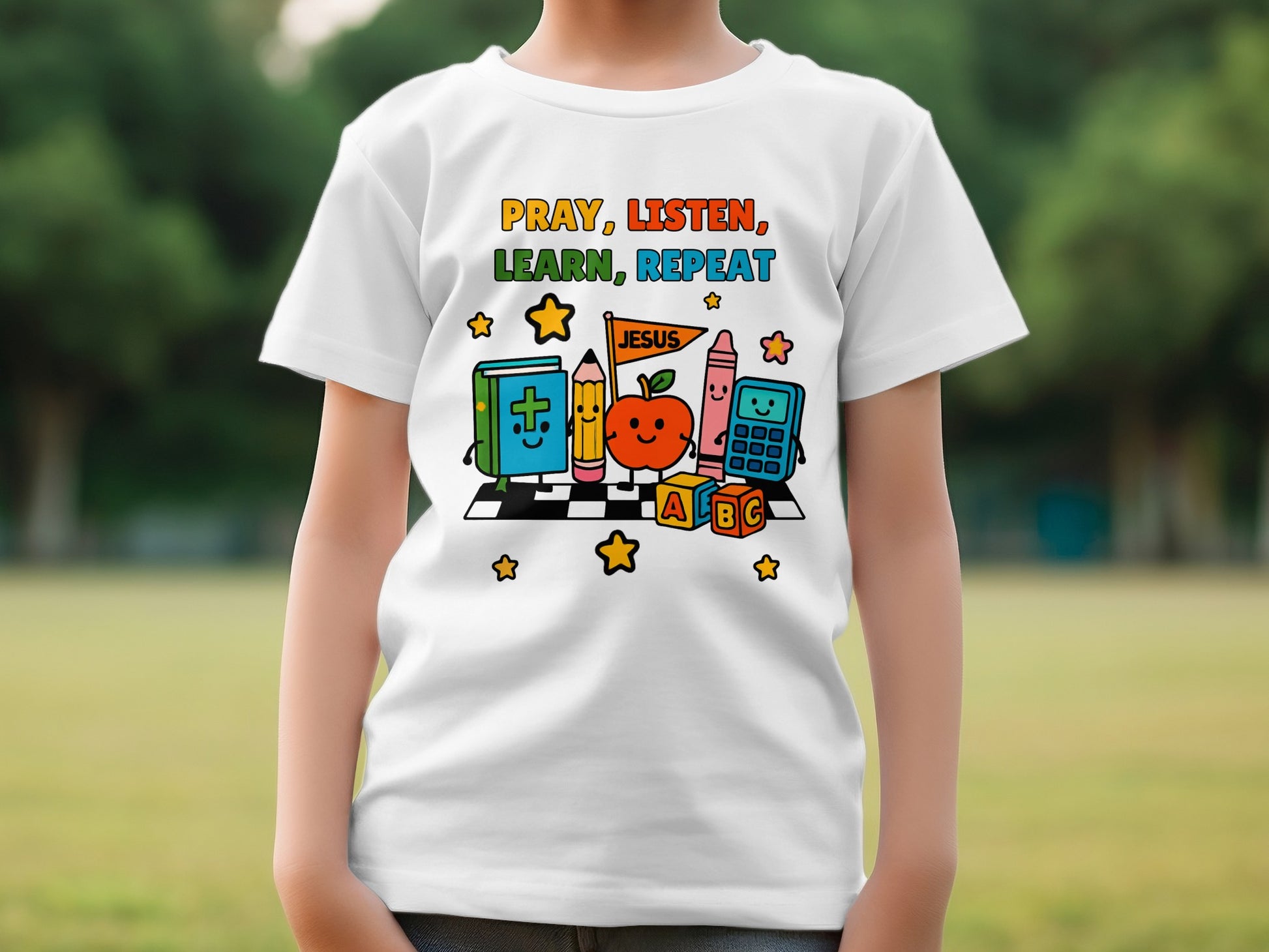 Pray Listen Learn Repeat Jesus Educational Shirt