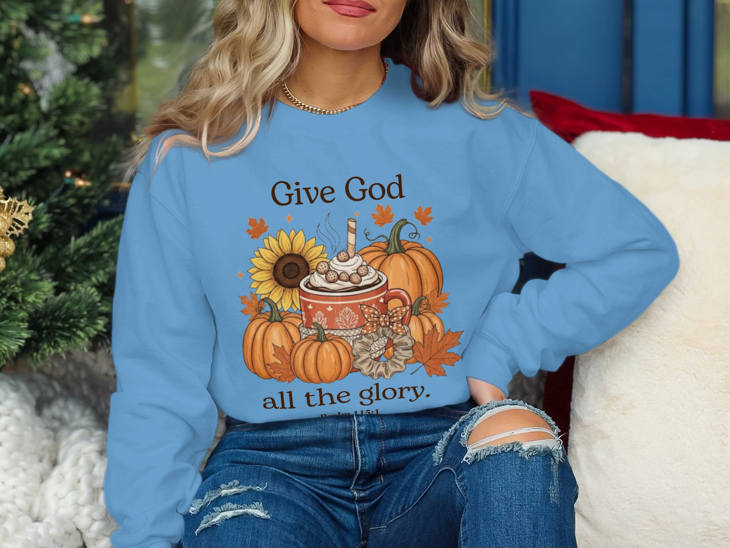 Festive Give God All The Glory Holiday Sweatshirt