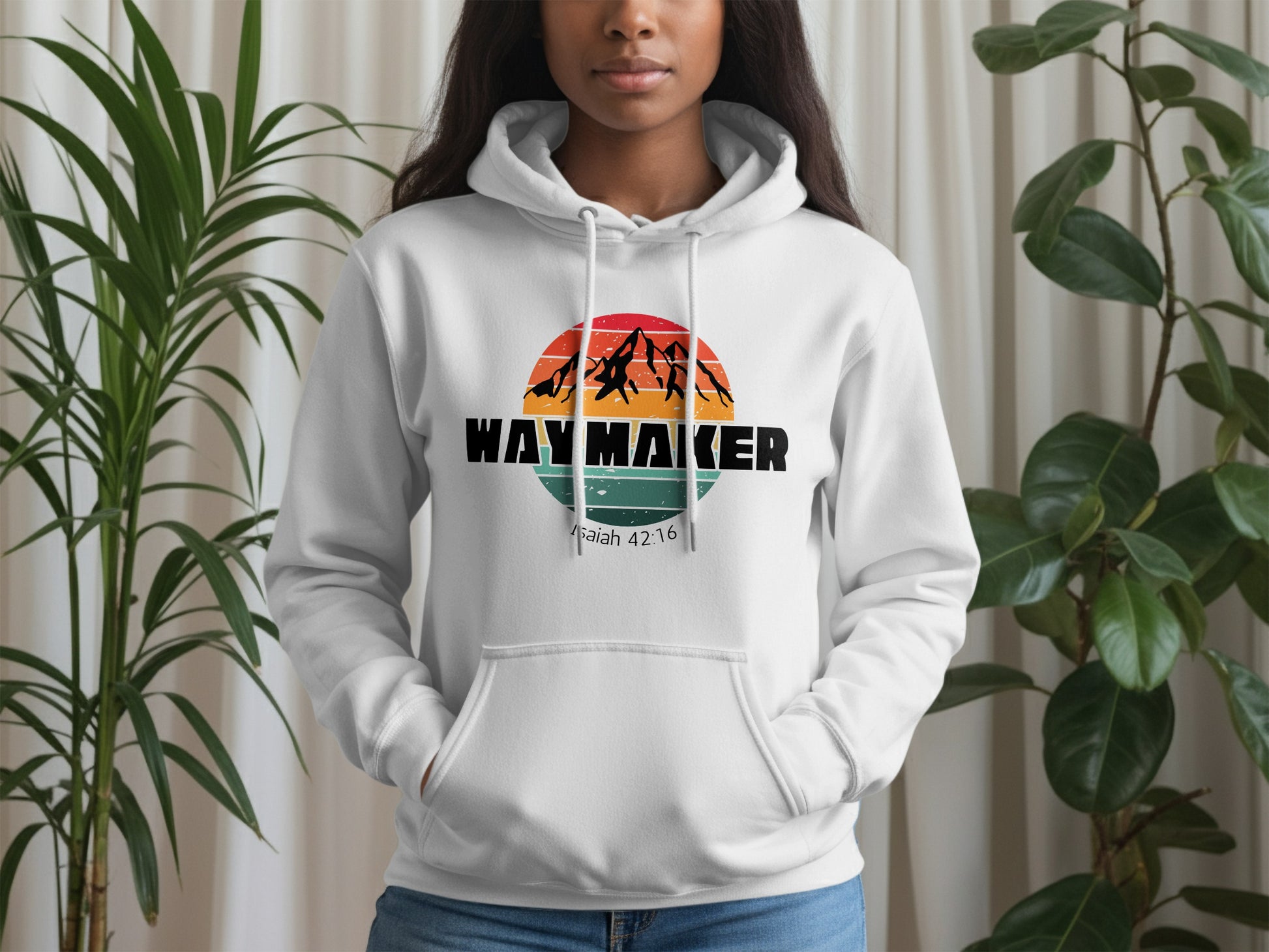 Way Maker Isaiah 43:16 Design on White Hoodie product