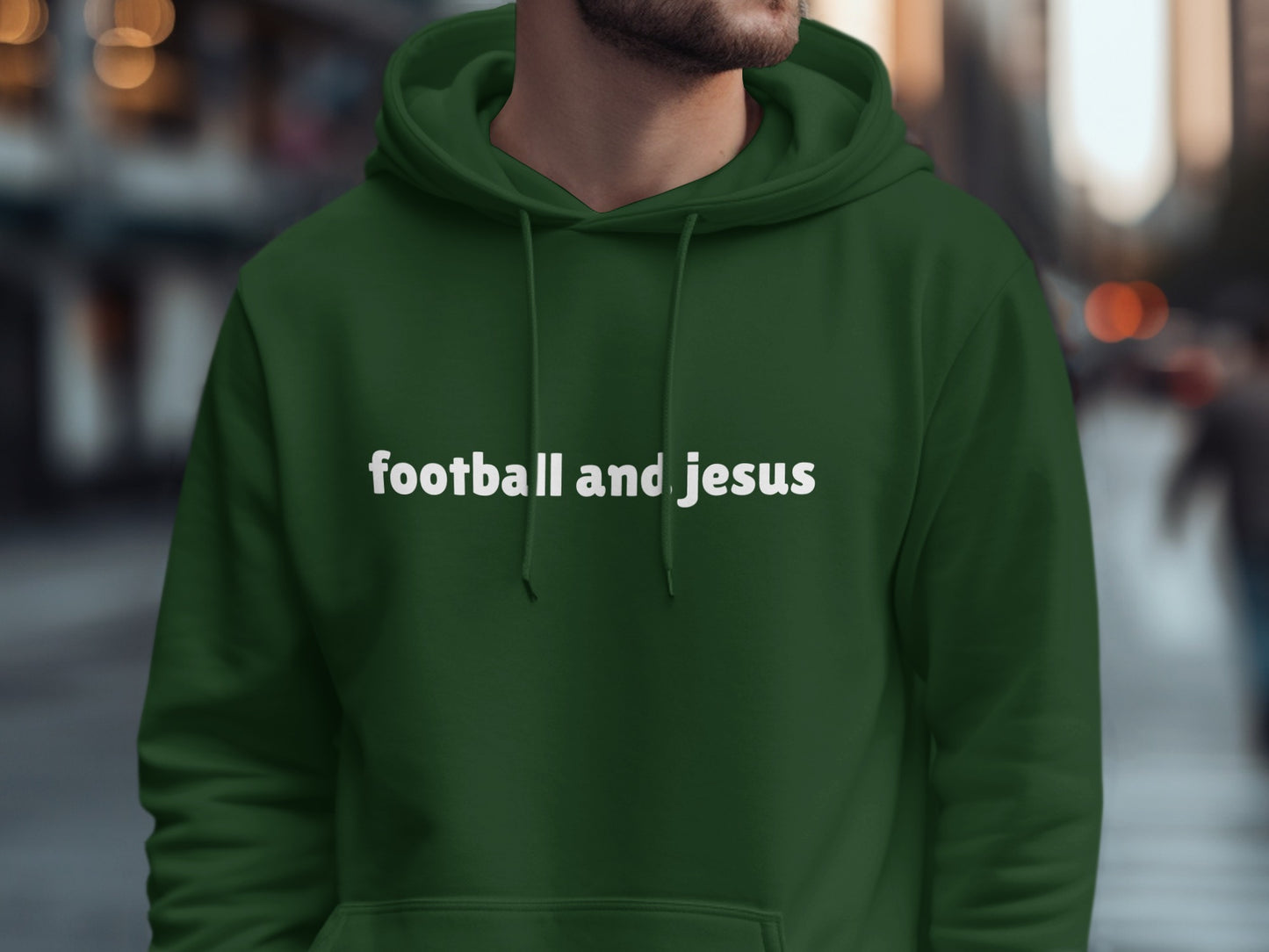 football and jesus printed text hoodie product