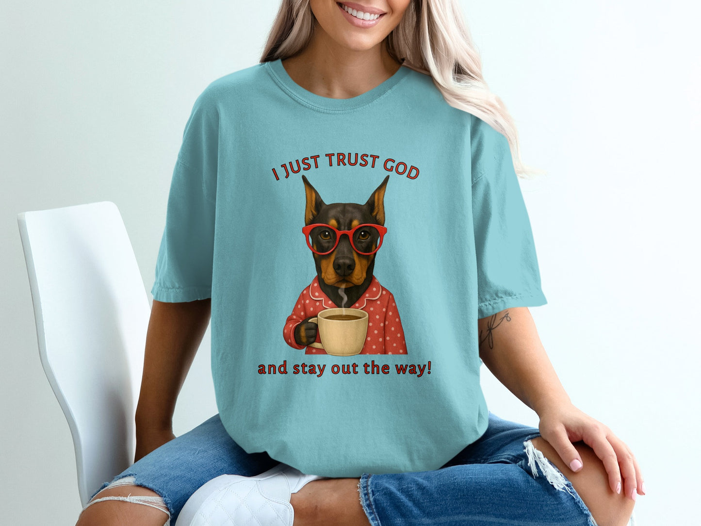 I Just Trust God Dog Wearing Glasses T-Shirt
