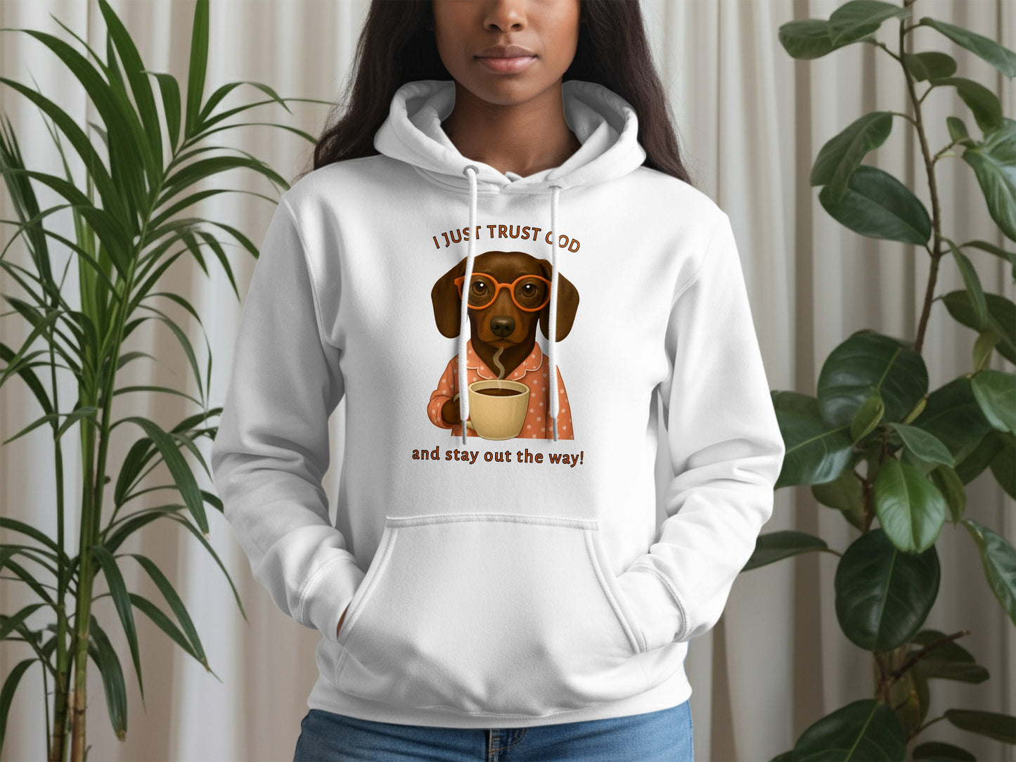 I Just Trust God Cute Dog Wearing Glasses Hoodie