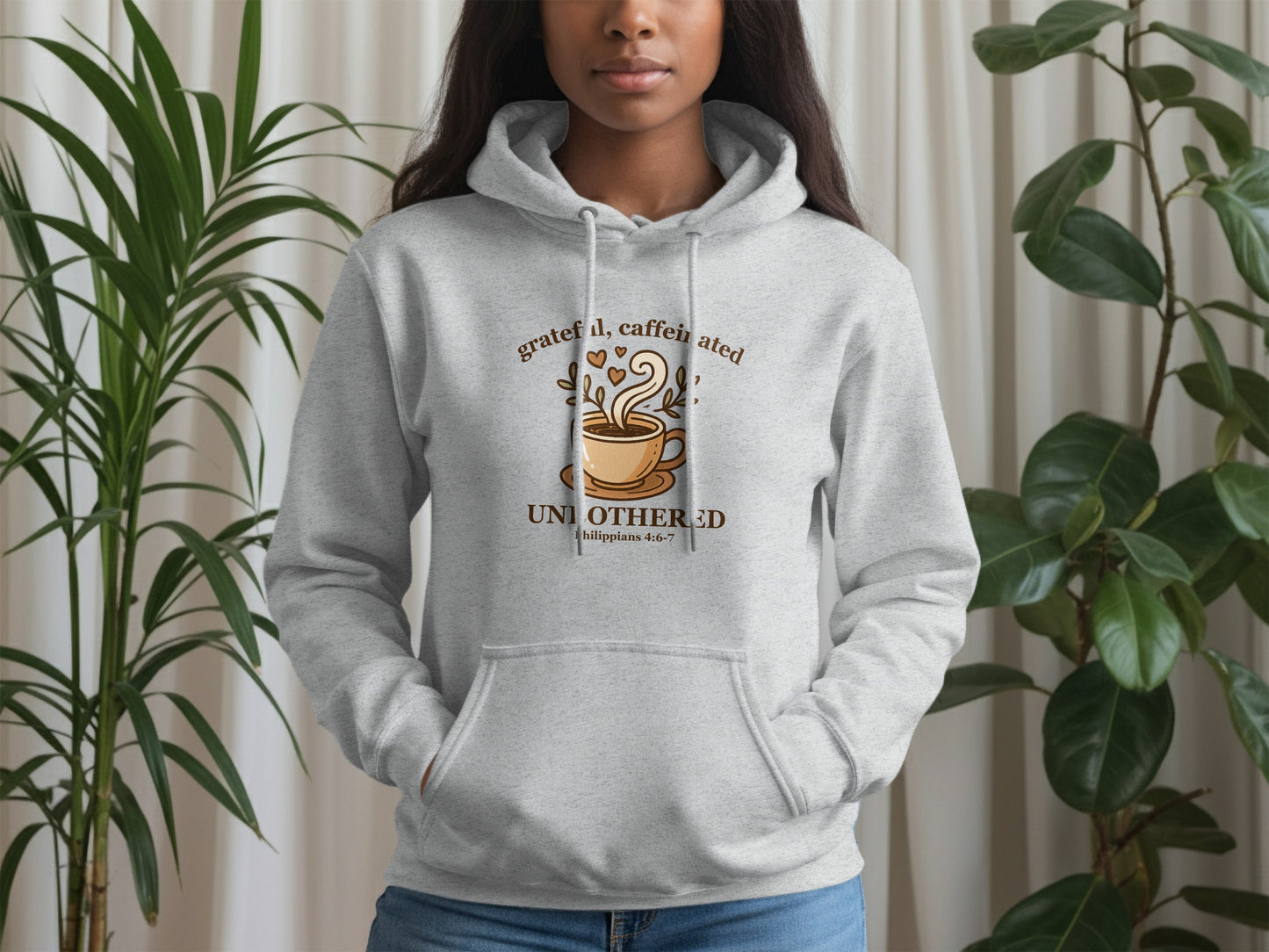 Grateful Caffeinated Unbothered Grey Hoodie product