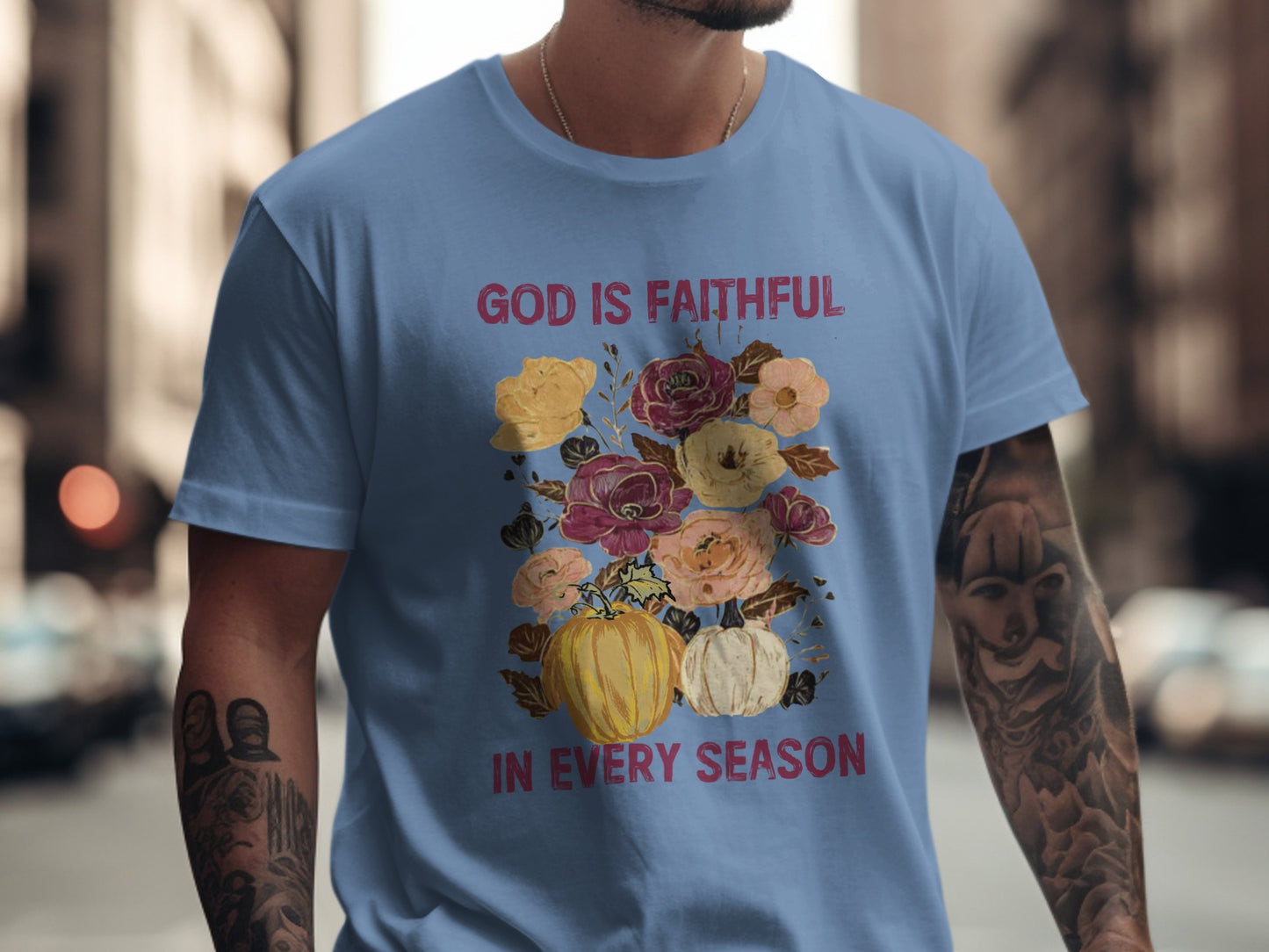 Inspirational Fall Floral Quote God Is Faithful T-Shirt