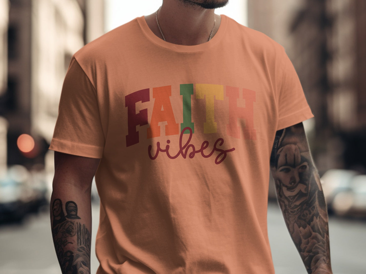 Colorful Faith Vibes Typography Design T-Shirt