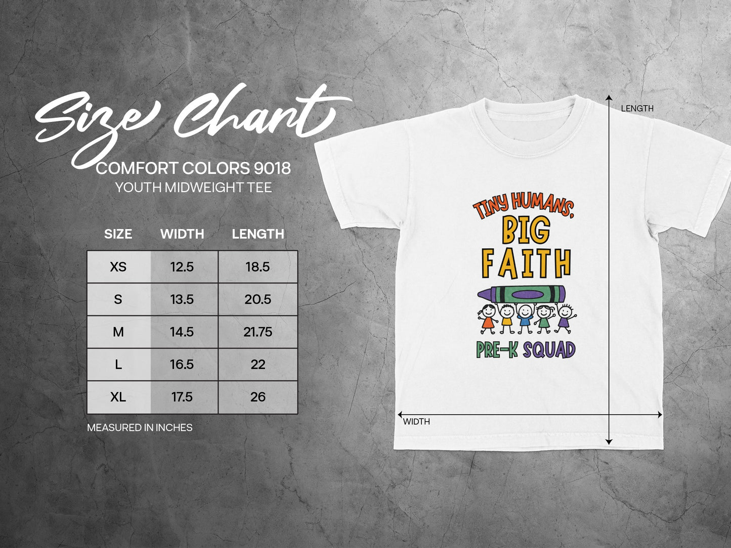 Tiny Humans Big Faith Pre-K Squad Youth Tee