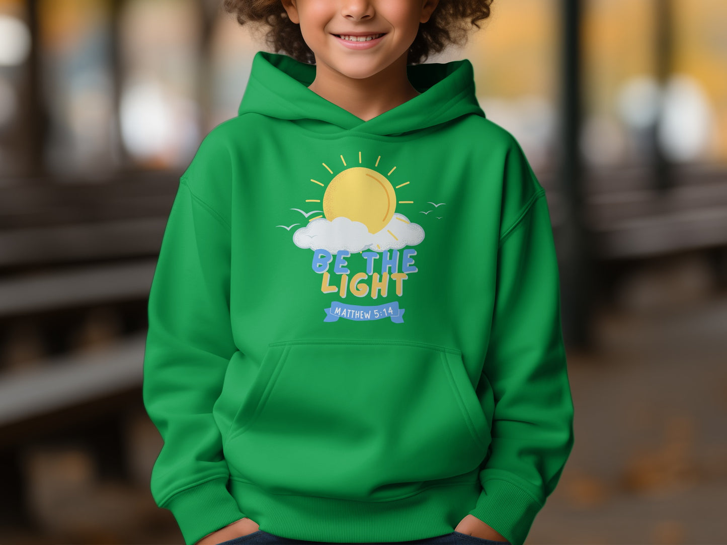 Be The Light Hoodie with Matthew 5:14 Design