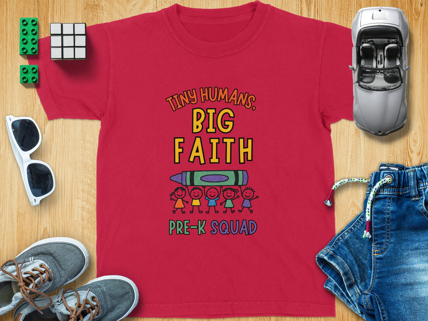Tiny Humans Big Faith Pre K Squad Graphic Tee