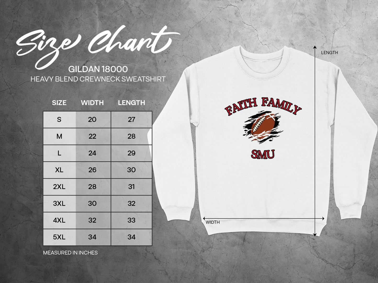 Faith Family SMU Gildan 18000 Heavy Blend Crewneck product