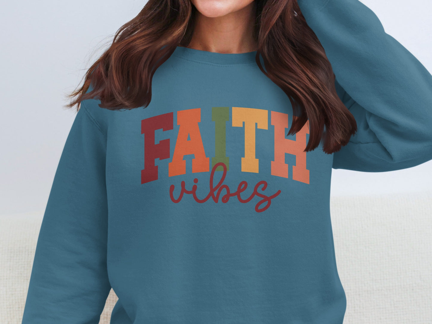 Faith Vibes Colorful Inspirational Sweatshirt