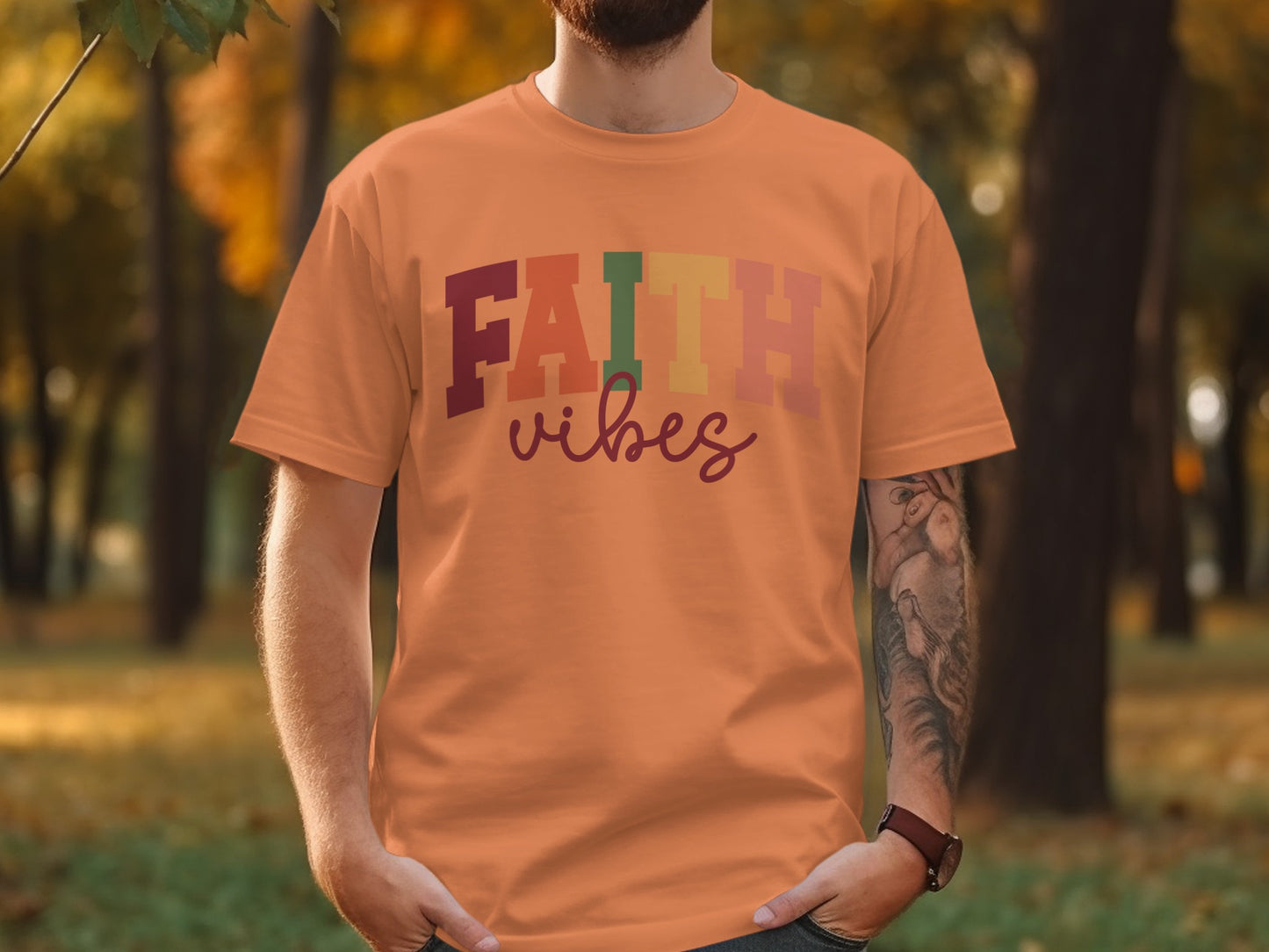 Faith Vibes Graphic Tee with Autumn Colors