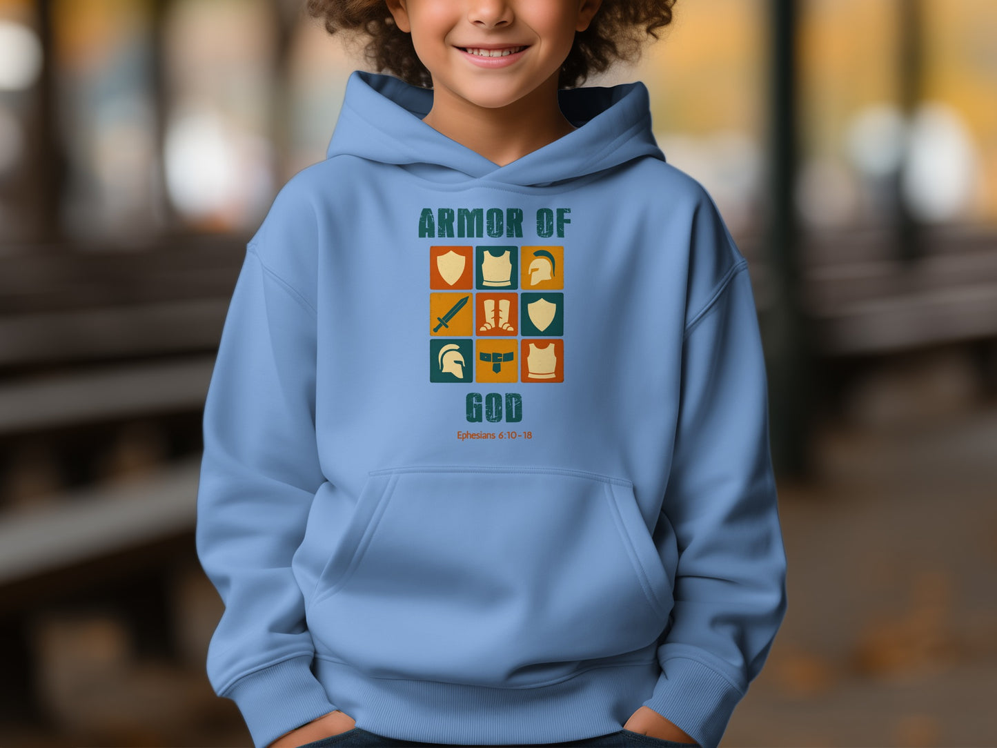 Armor of God Bible Verse Design Youth Hoodie
