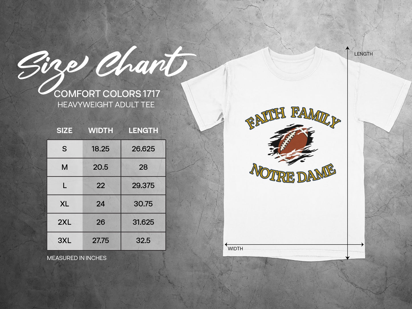 Faith Family Notre Dame Heavyweight Adult Tee