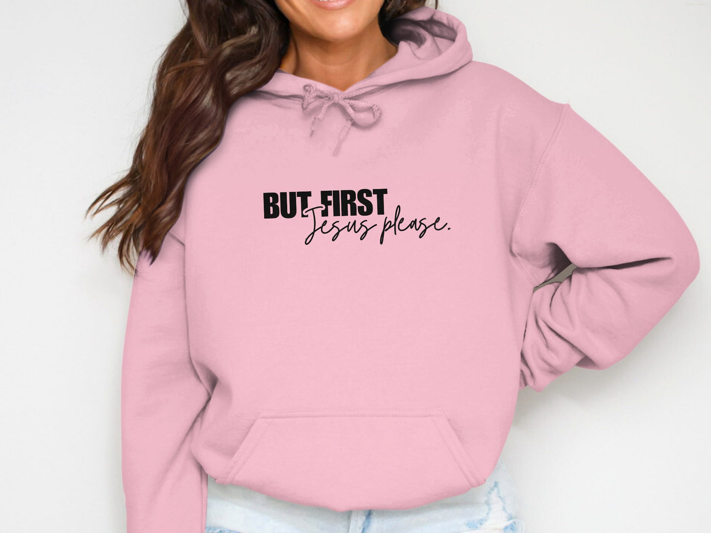 But First Jesus Please Hoodie Inspirational product type