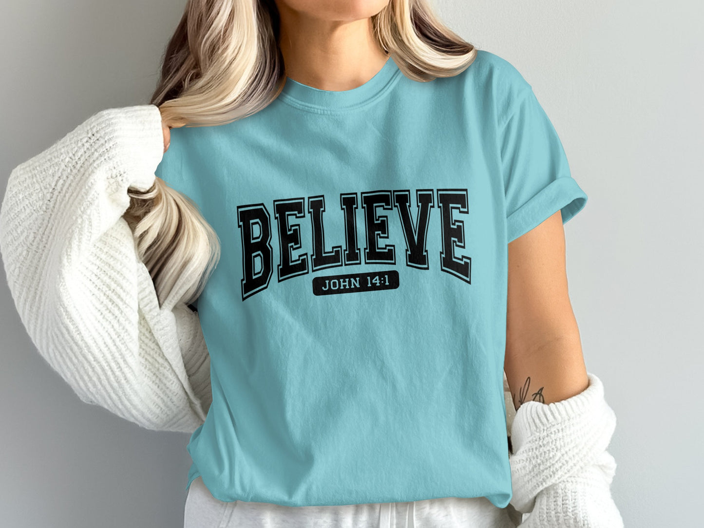 Believe John 14:1 Graphic Tee Faith Inspired Shirt