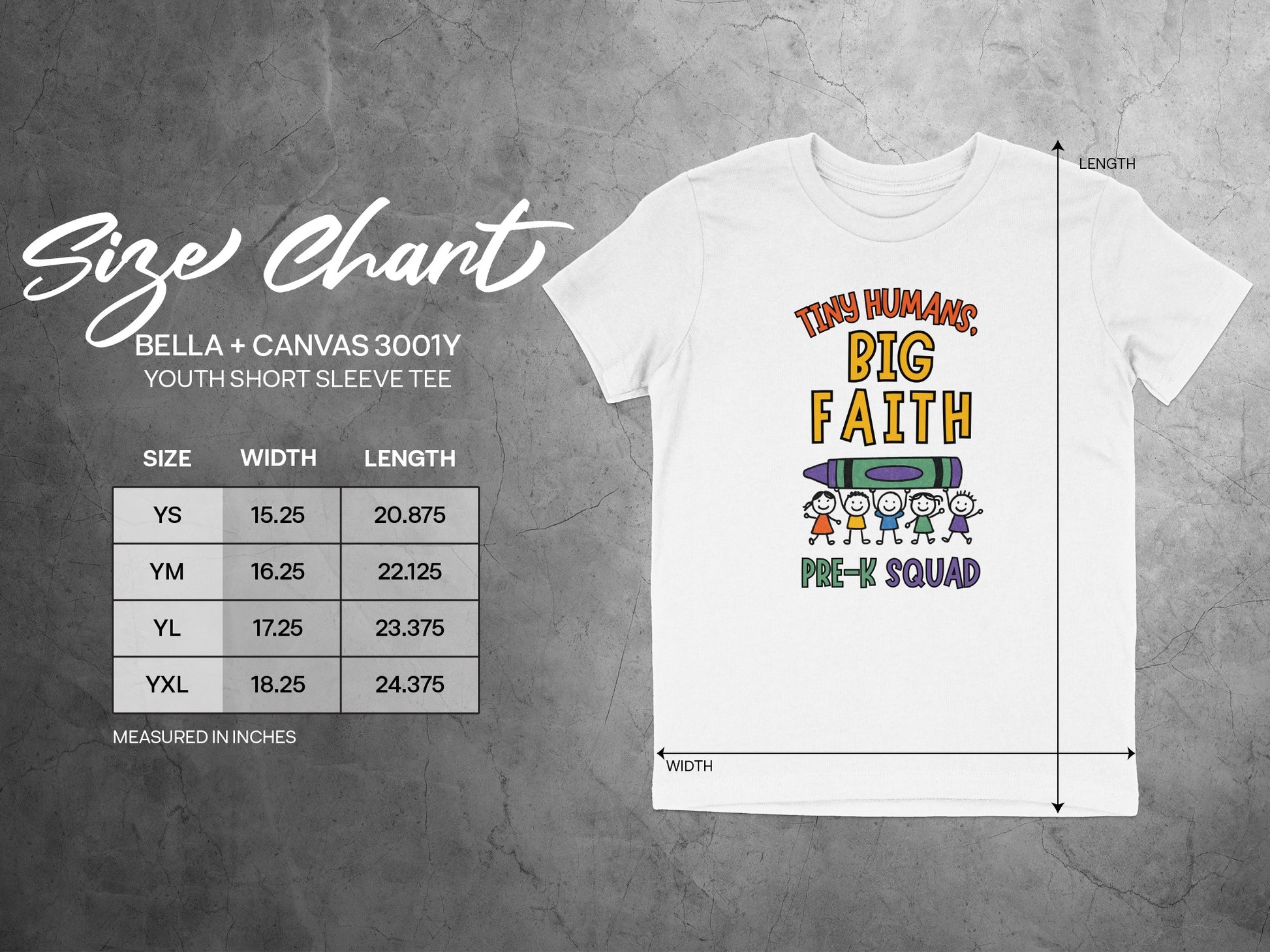 Tiny Humans Big Faith Pre-K Squad Youth Short Sleeve Tee