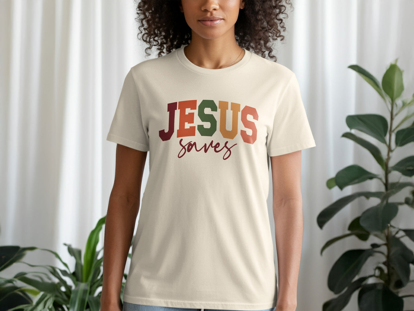 JESUS Saves Inspirational Graphic T-Shirt