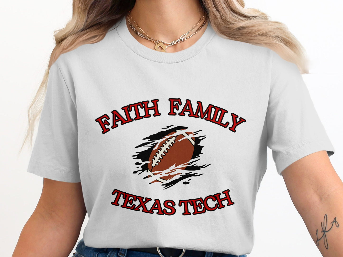 Faith Family Texas Tech Football Graphic Tee