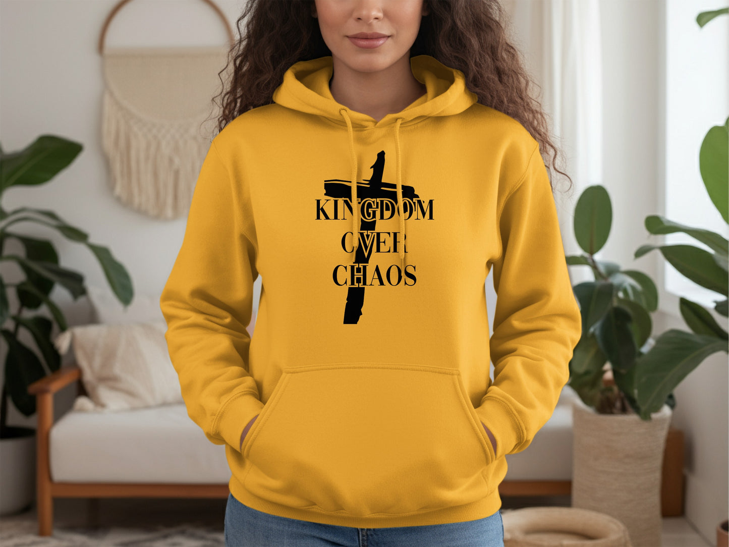 Kingdom Over Chaos Hoodie with Cross Design
