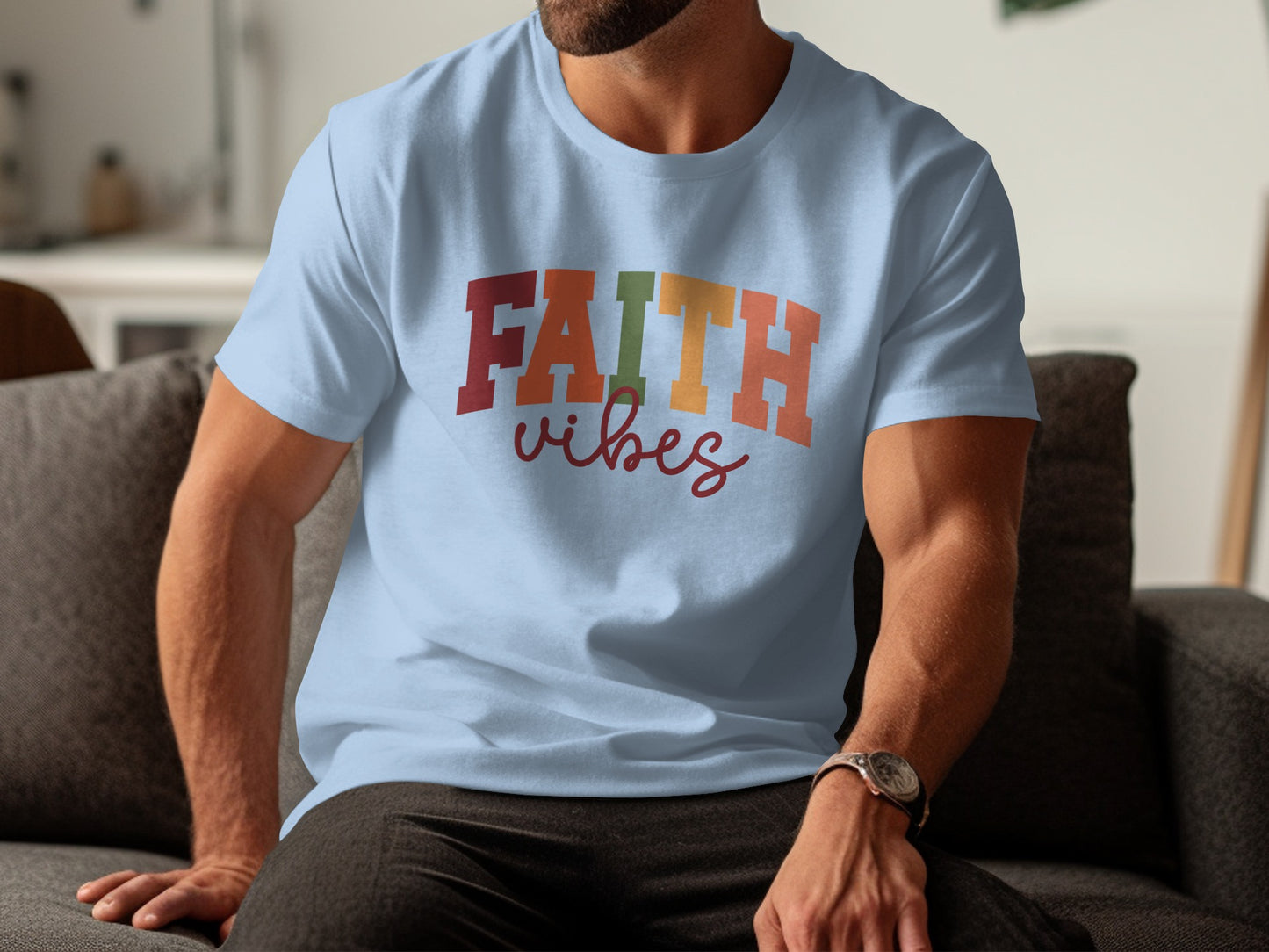 Faith Vibes Colorful Graphic T-shirt Product