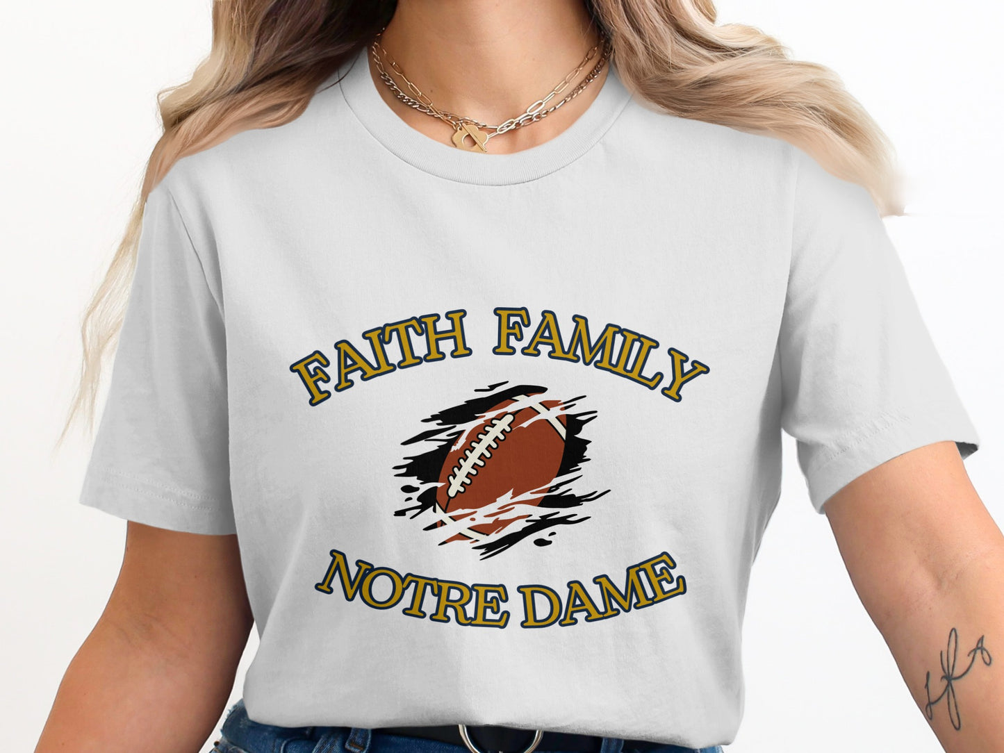Faith Family Notre Dame Graphic Tee for Casual Outfits