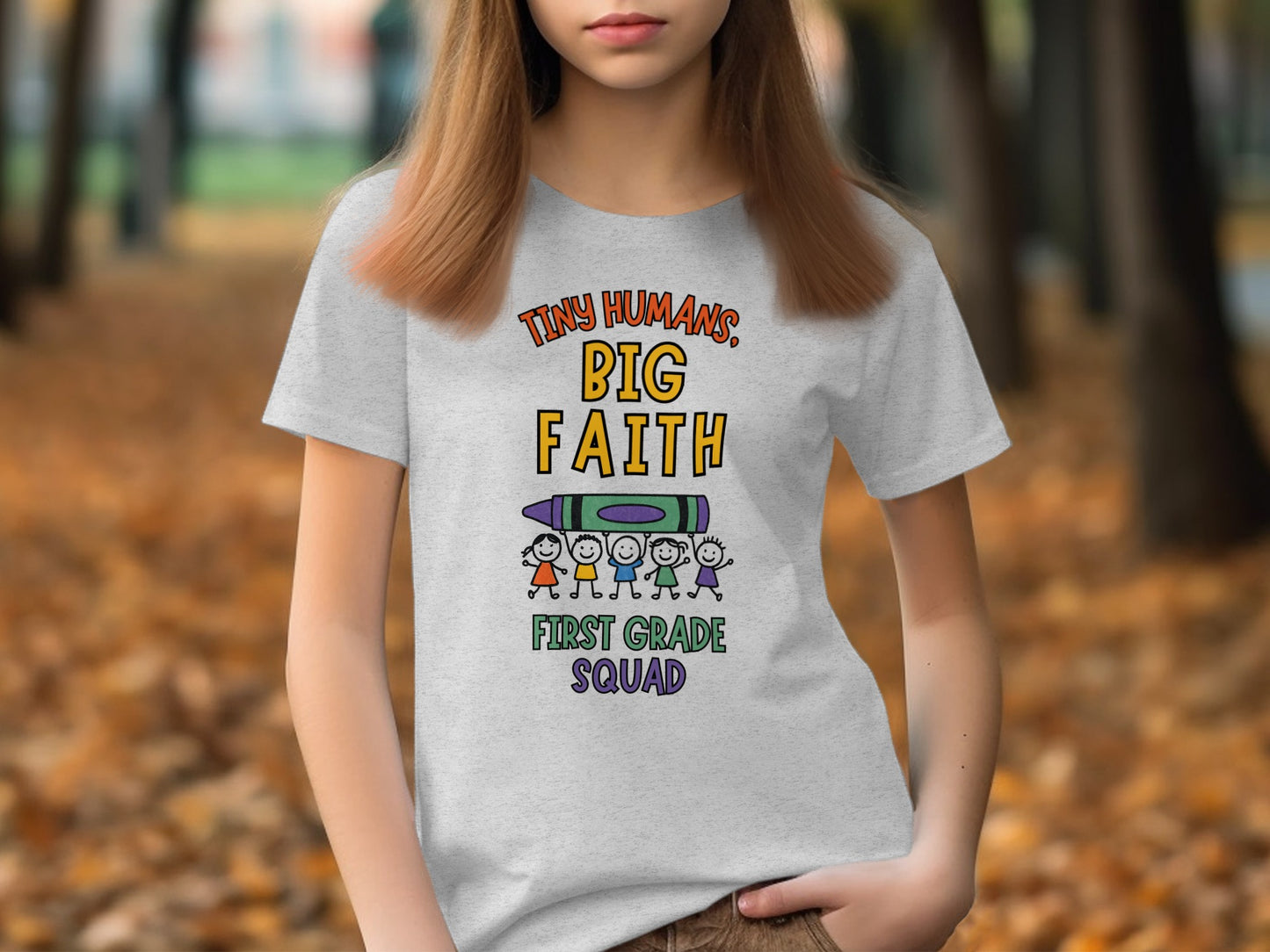 Tiny Humans Big Faith First Grade Squad T-Shirt