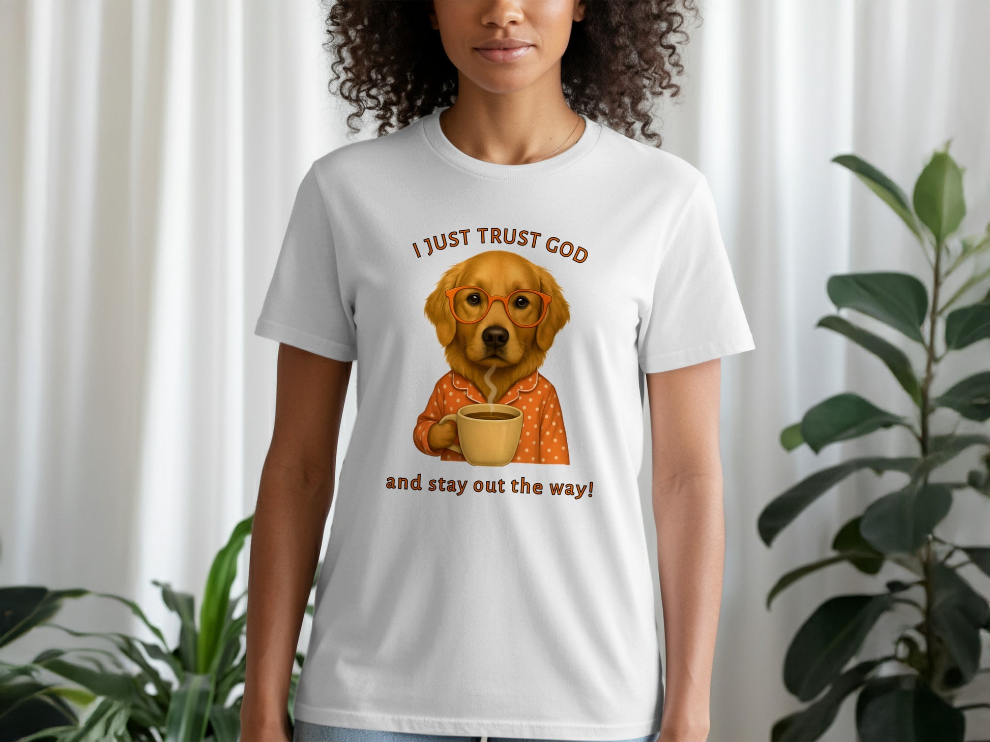 I Just Trust God Funny Golden Retriever Coffee T-Shirt