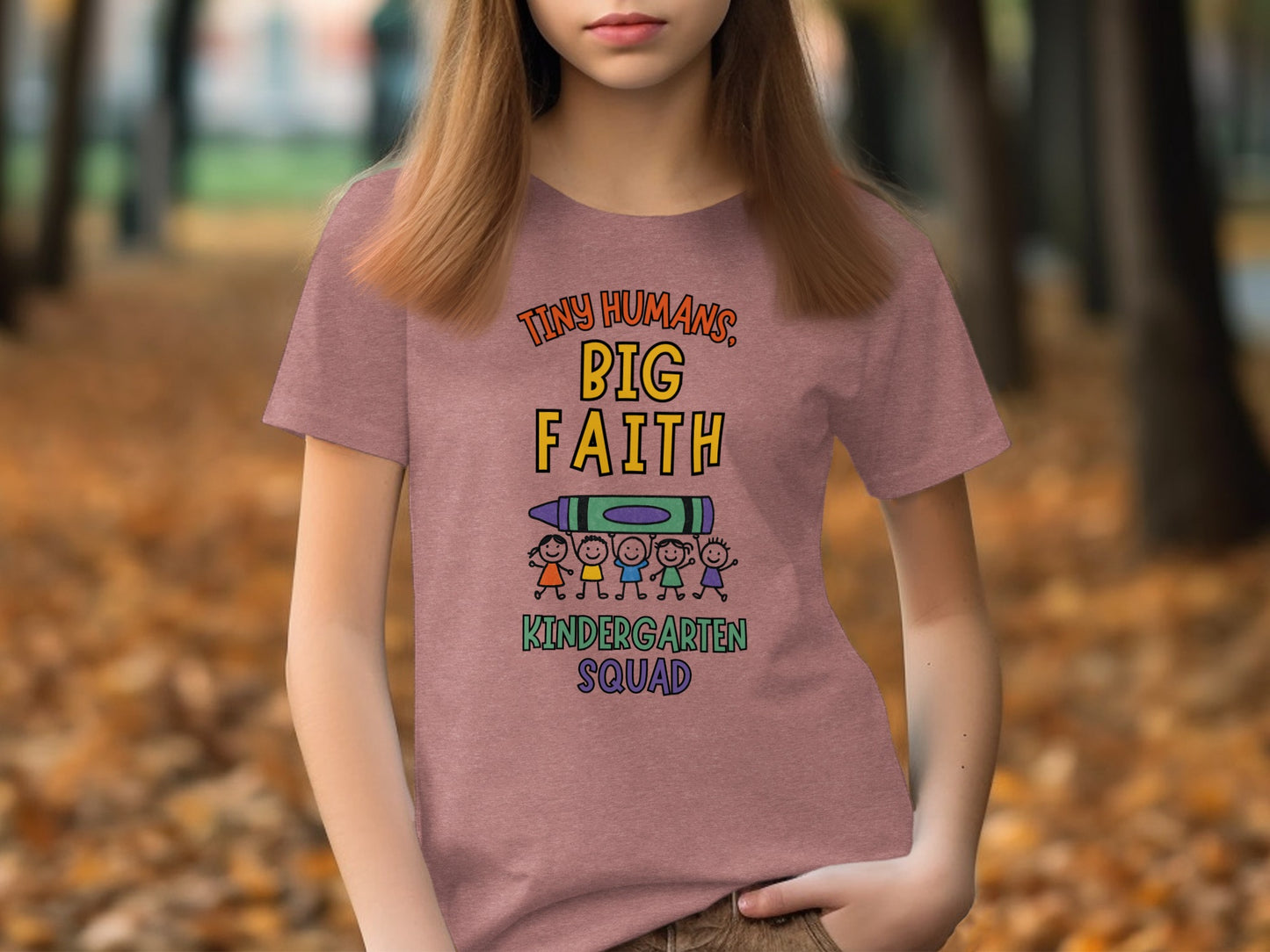 Tiny Humans Big Faith Kindergarten Squad shirt