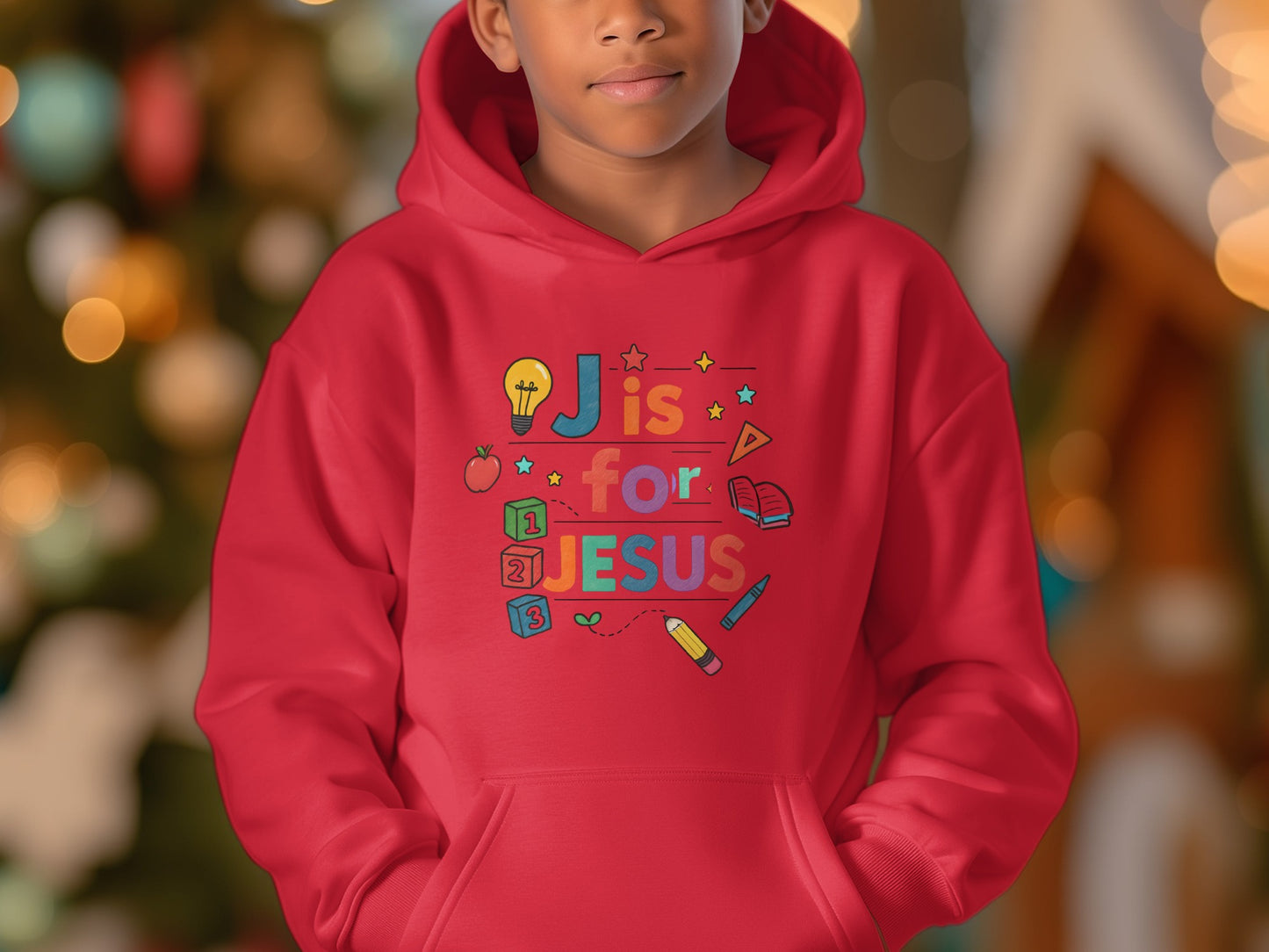 J is for Jesus Colorful Kids Hoodie