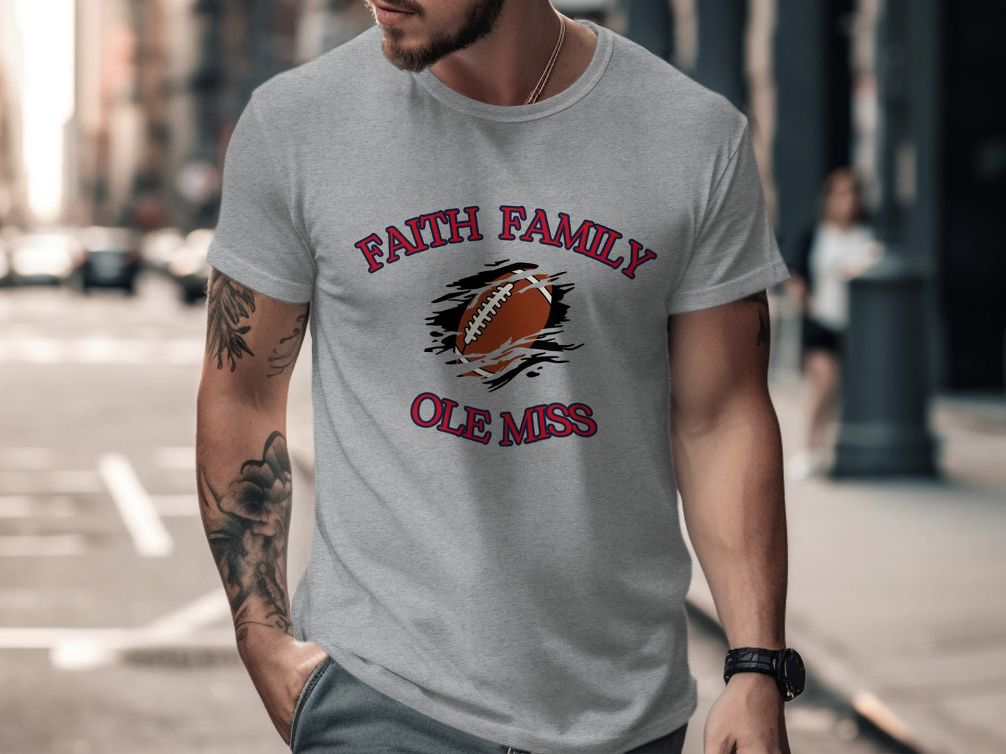 Faith Family Ole Miss Football Graphic T-Shirt