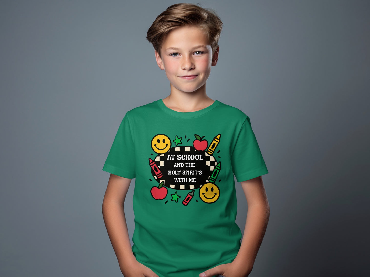 At School and The Holy Spirit is With Me Kids Shirt