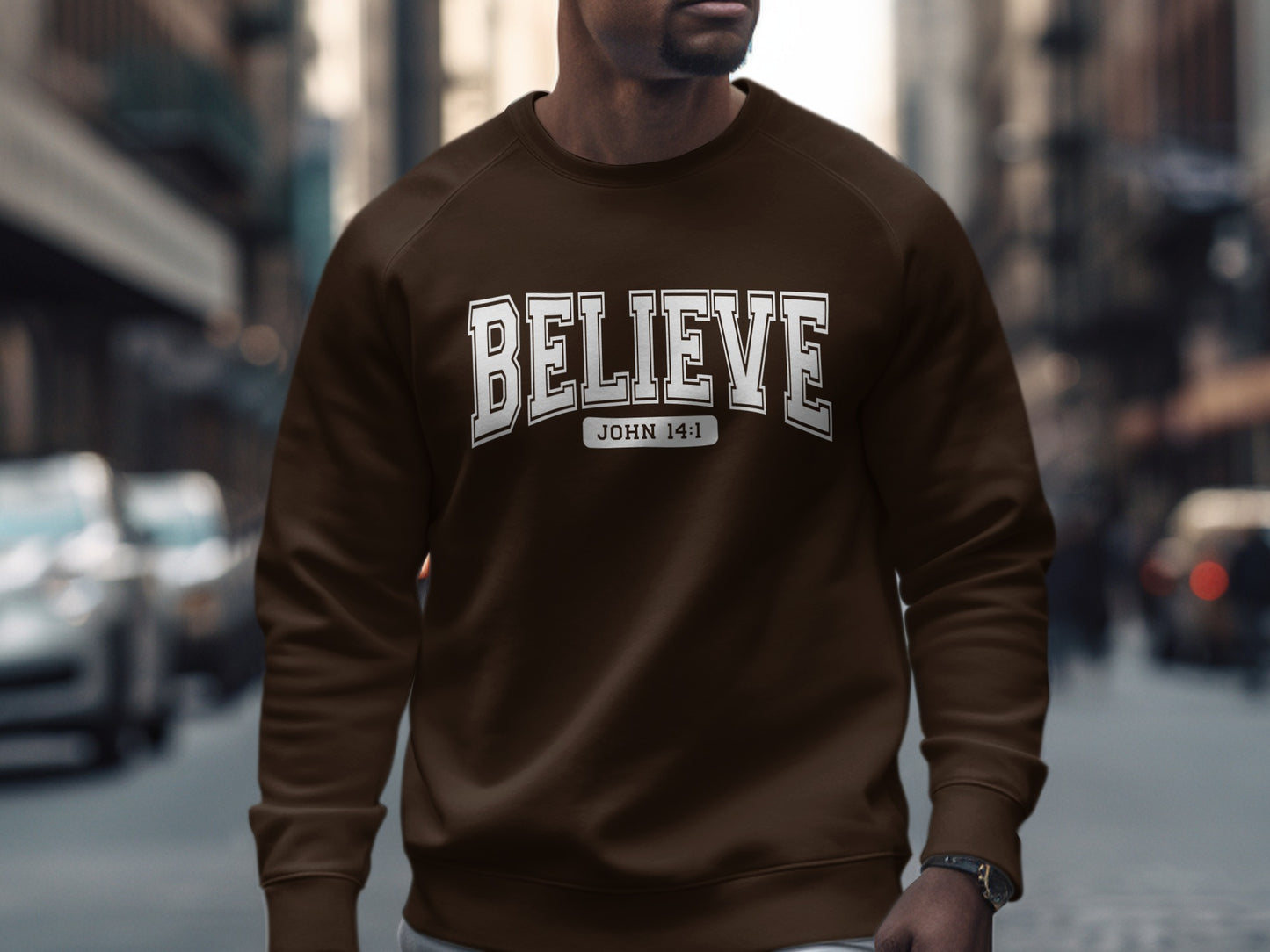 Believe John 14:1 Inspirational Statement Sweatshirt