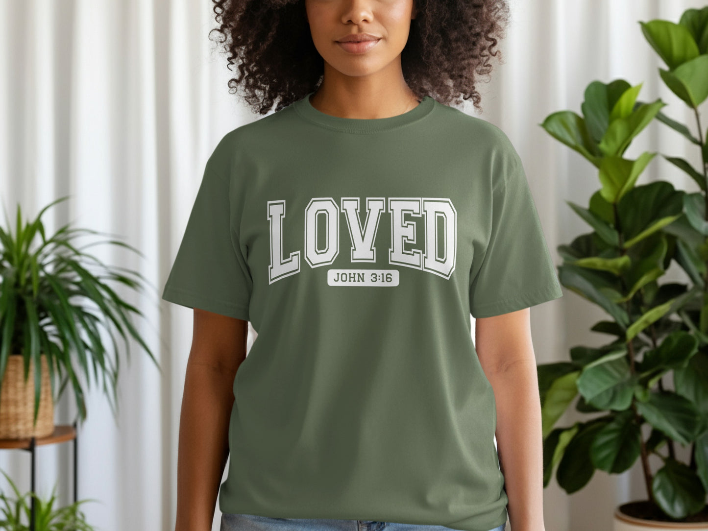 Loved John 3:16 Christian Message Graphic Tee