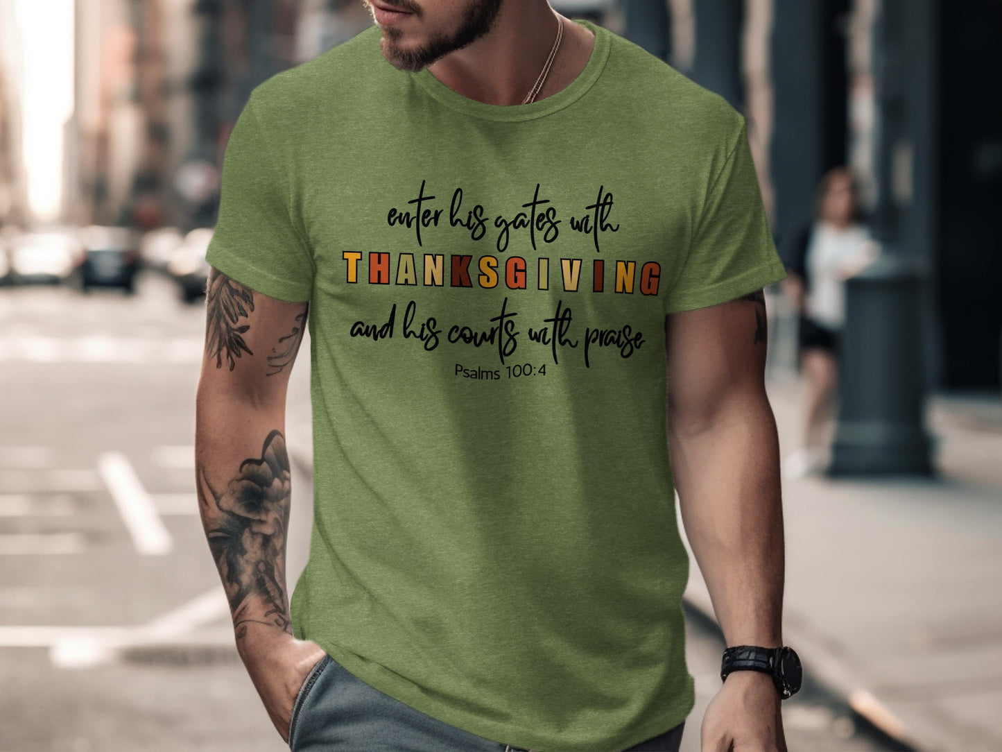 Enter His Gates with Thanksgiving Quote T-shirt