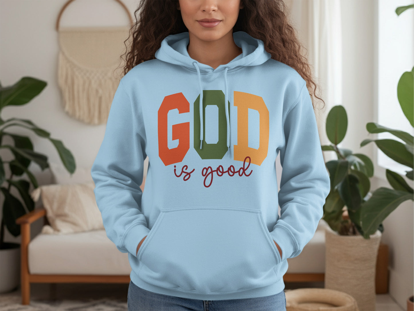 GOD Is Good Colorful Letter Printed Hoodie