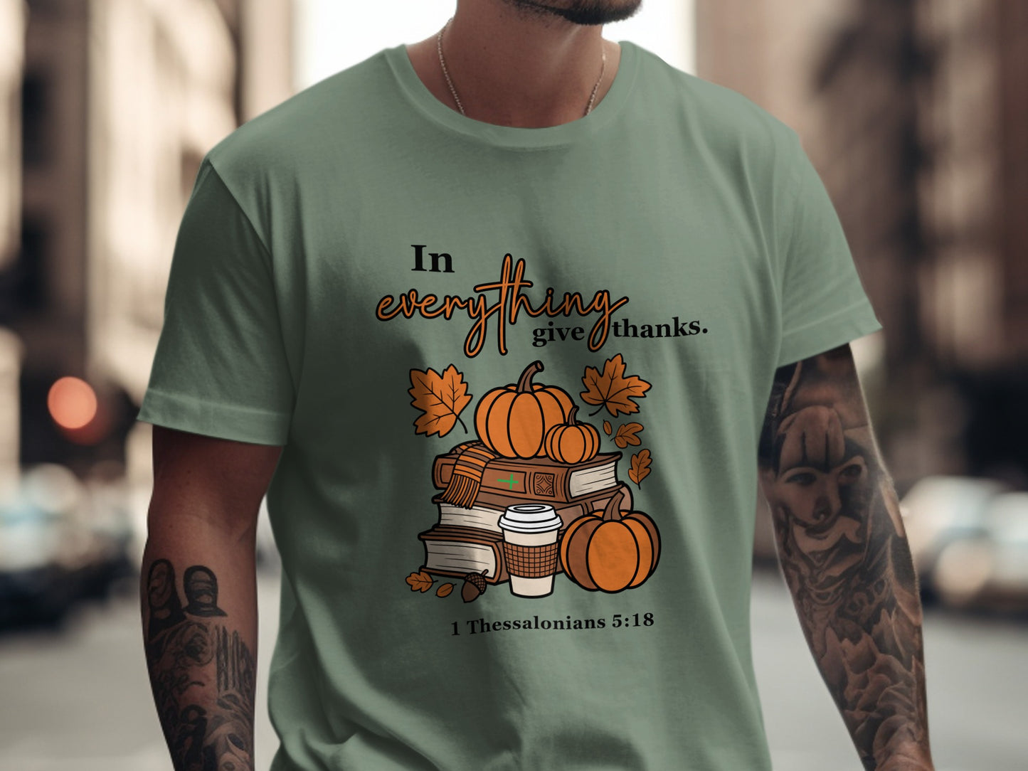 Give Thanks Graphic T-Shirt with Bible Verse