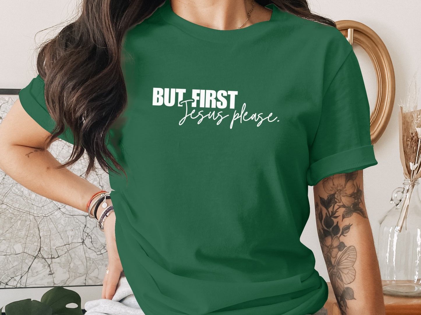 But First Jesus Please Green T-Shirt product type