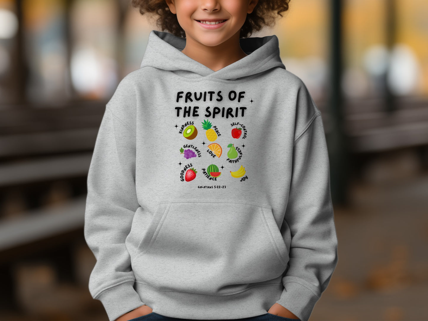 Fruits of the Spirit hoodie with colorful graphics