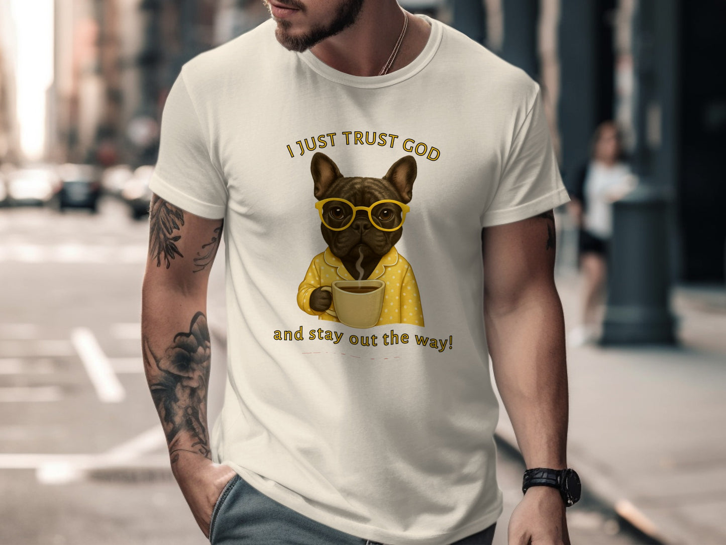 Cool Dog with Glasses Trust God Inspirational T-Shirt