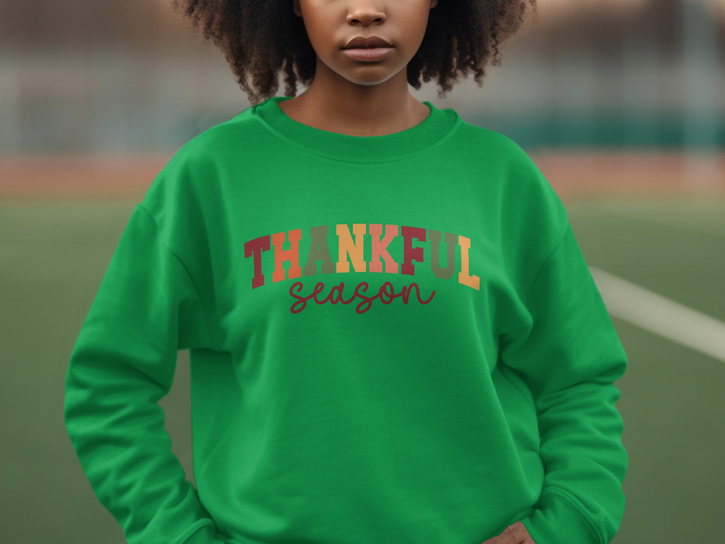 Thankful Season Sweatshirt Bright Green Design