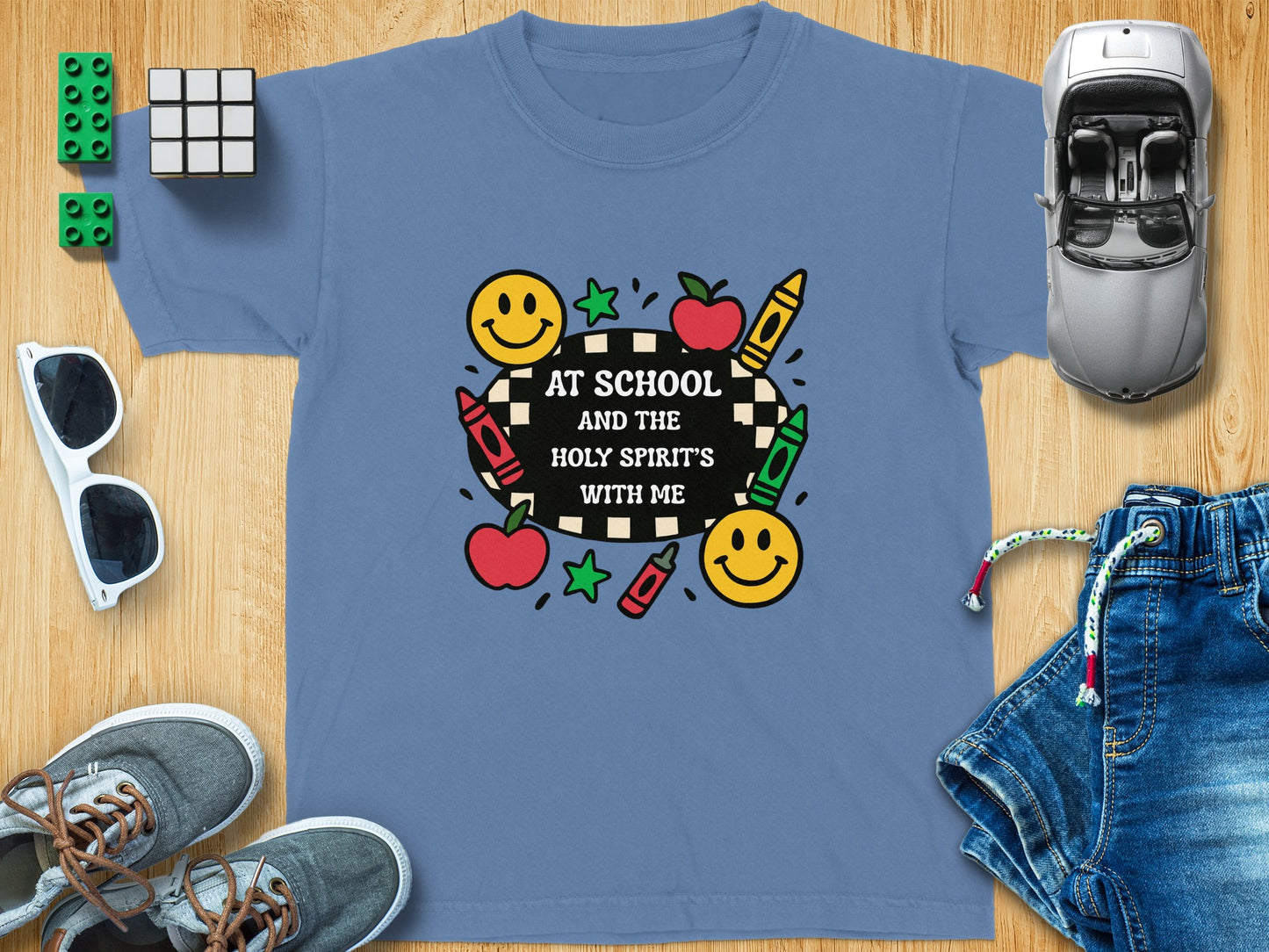 At School and the Holy Spirit's with Me T-shirt