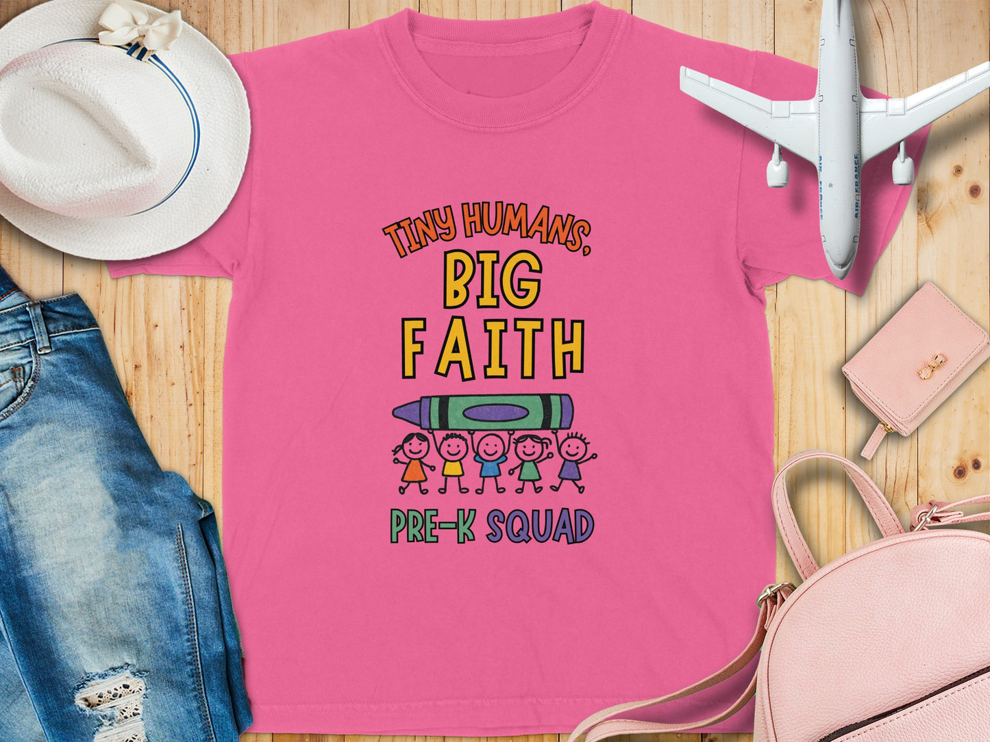 Tiny Humans Big Faith Pre-K Squad Preschool Shirt