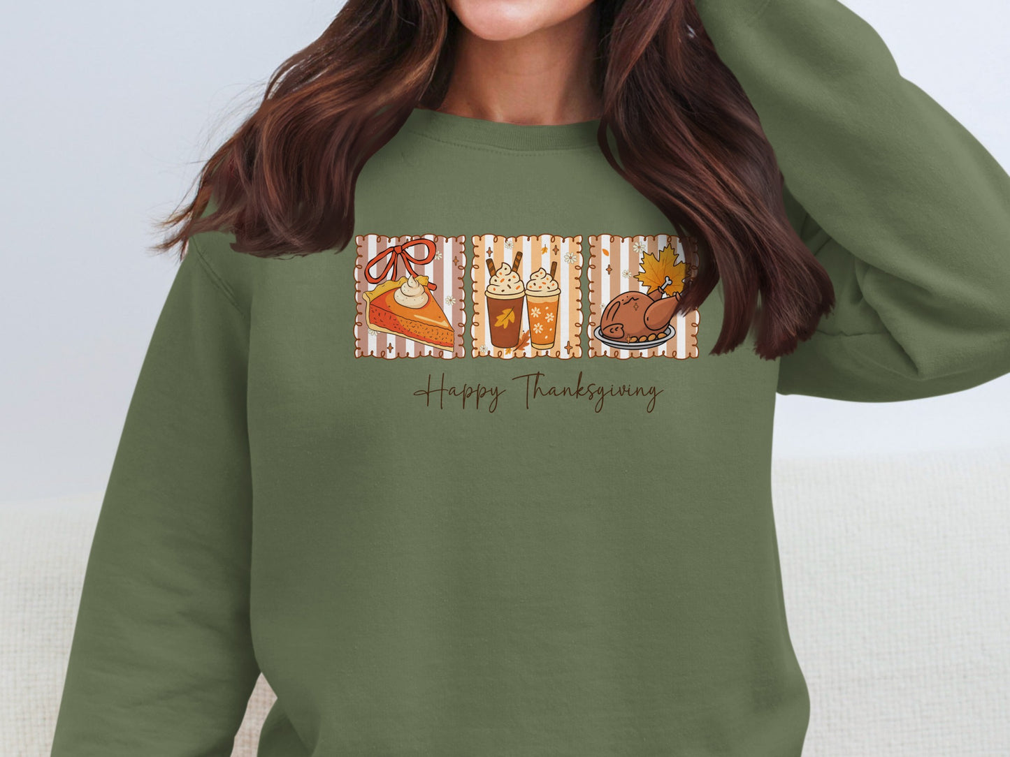 Festive Thanksgiving Sweatshirt with Fun Holiday Graphics