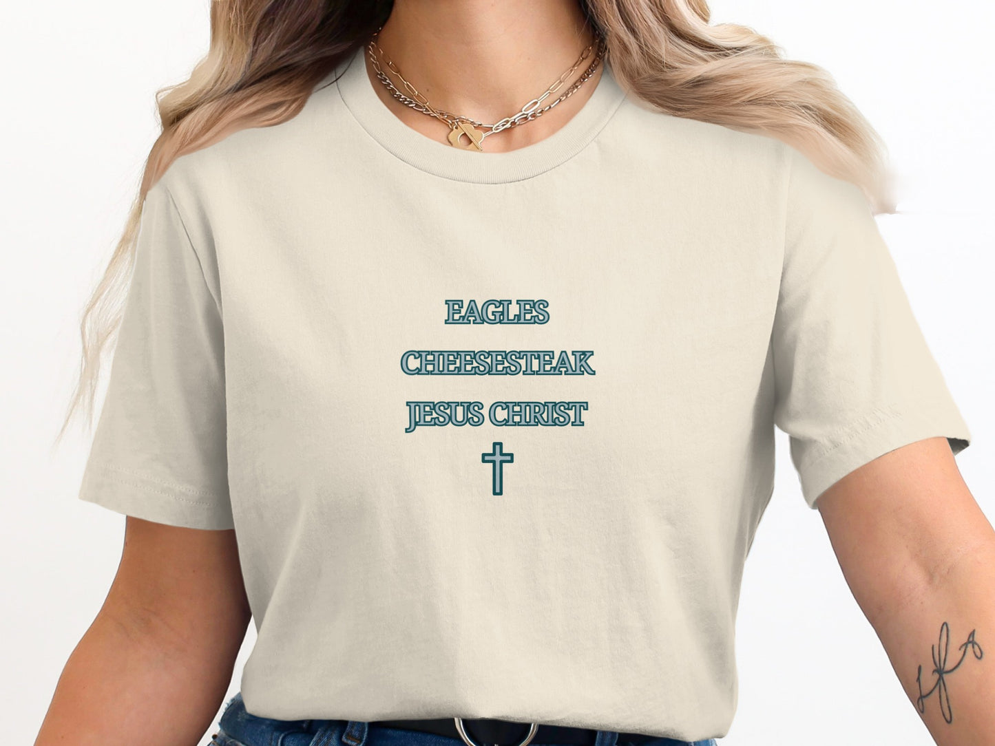 Eagles Cheesesteak Jesus Christ graphic t-shirt product