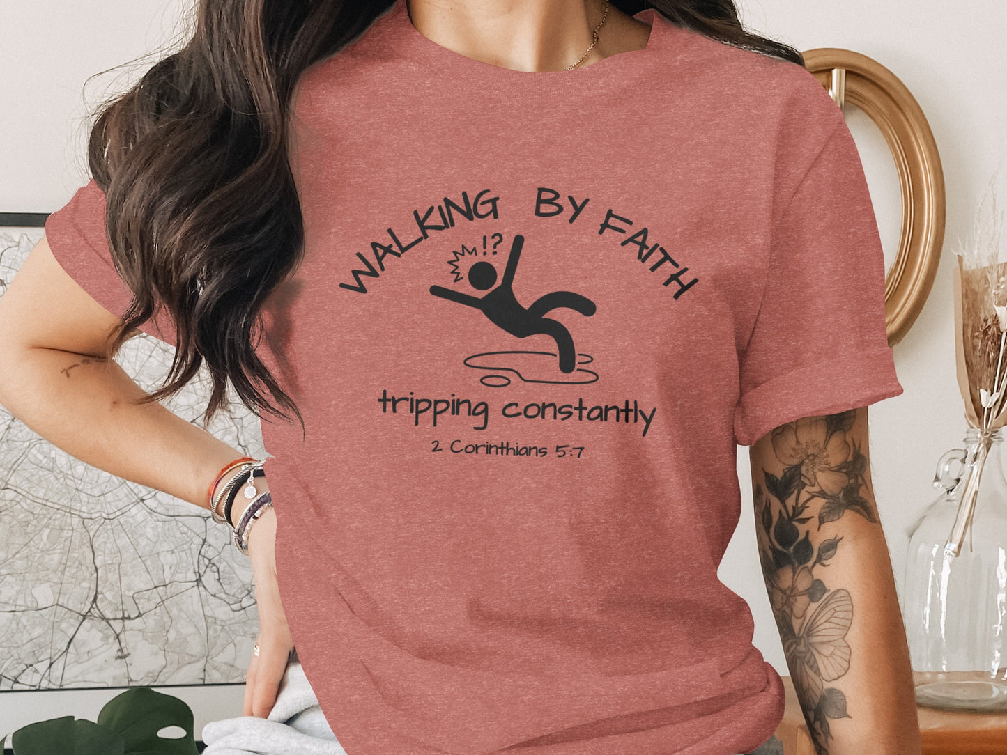 Walking by Faith Tripping Constantly Graphic T-Shirt product